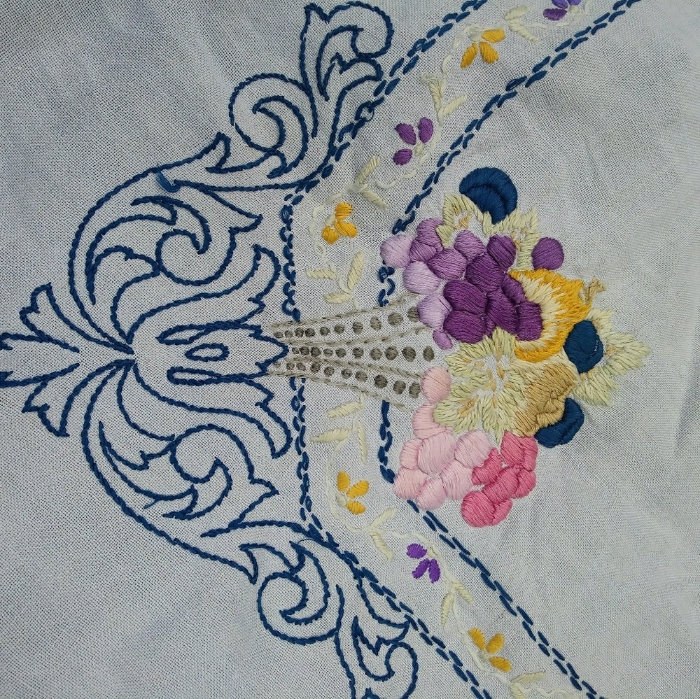 Hand Embroidery Vintage Tablecloth - Picture 3 of 8